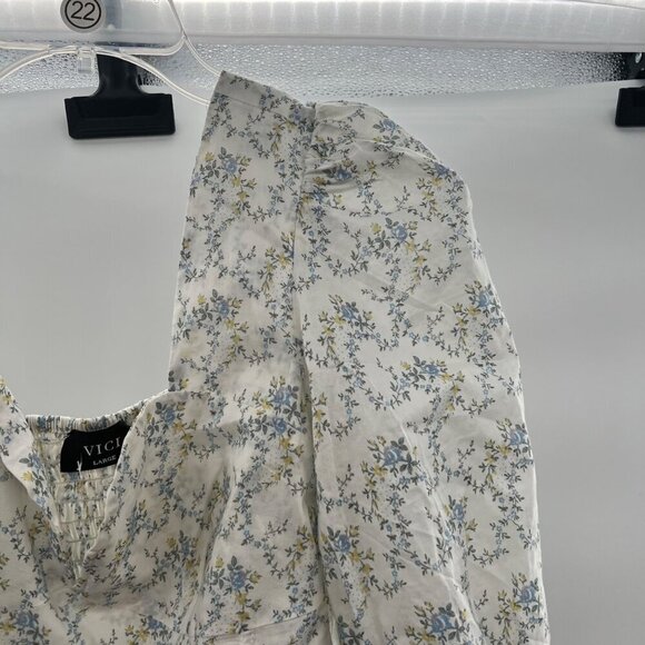 Vici Women's Short Puff Sleeve Floral Crop Top Sweetheart Neck Size Large - Picture 5 of 9